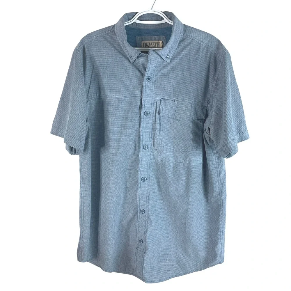 Duluth Vented Button Down Shirt‎ Mens M Blue Performance Hiking Utility - Picture 2 of 5